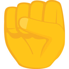 Golden Yellow Fist Raised Upward Against Transparent Background Symbolizing Strength Power And Solidarity With Clear Lines And Defined Shape