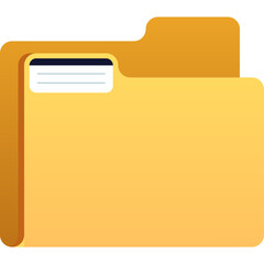 Golden Yellow Folder Icon With Tab for Organization and Data Storage on Transparent Background