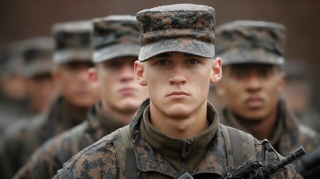 Solemn and dignified: Army soldiers stand in neat rows