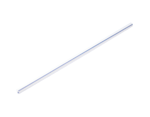 Angled clear straw on black surface, lit diagonally