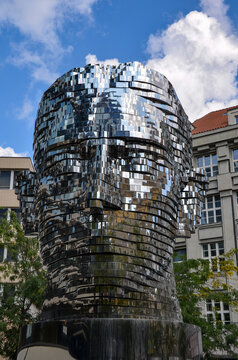 Czech Republic, Prague September 6, 2025, Franz Kafka's rotating head sculpture is one of the most popular tourist attractions in Prague.A sculpture by David Černy in Prague. 