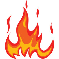 Fiery orange and red flames flicker against a transparent background representing abstract fire with energetic movement and warmth.