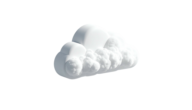 Puffy, white 3D render cloud, isolated on stark black background