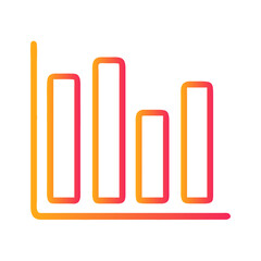 a flat gradient outline icon of a bar graph for web and graphic design.