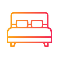 a flat gradient outline icon of a bedroom for web and graphic design.