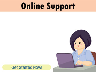 Cute Online Support and Digital Work Poster with Copy Space 4X3