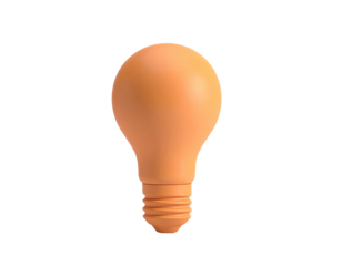 Muted orange lightbulb rendered against a solid black backdrop