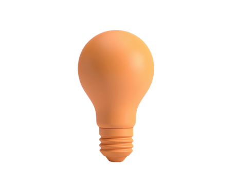 Muted orange lightbulb rendered against a solid black backdrop