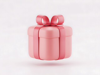 Soft Pink Gift Box with Delicate Bow on Light Background