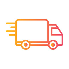 a flat gradient outline icon of a fast delivery truck for web and graphic design.