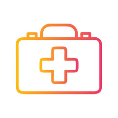 a flat gradient outline icon of a first aid kit for web and graphic design.