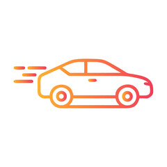 a flat gradient outline icon of a high speed car for web and graphic design.