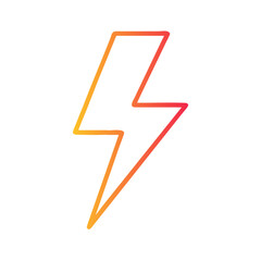 a flat gradient outline icon of a lightning bolt symbol for web and graphic design.