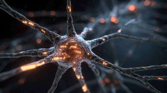 Artificial Intelligence Neural Network Digital Brain Cell Transmission - Powered by Adobe