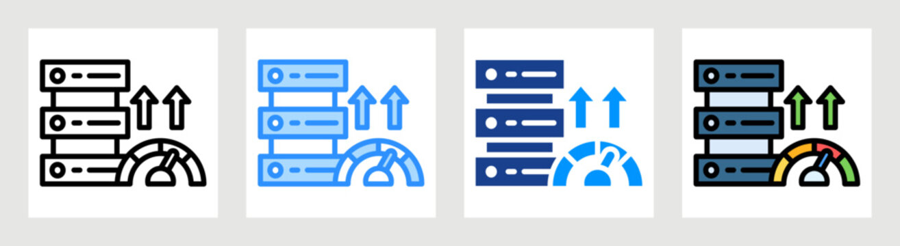 Server Performance Icon Collection Set Multiple Style