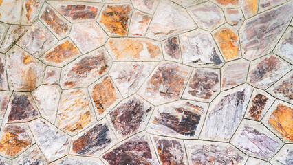 top view of decorative stone wall texture details, abstract background
