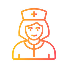 a flat gradient outline icon of a nurse for web and graphic design.