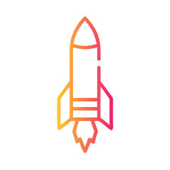 a flat gradient outline icon of a power rocket for web and graphic design.
