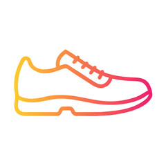 a flat gradient outline icon of a running shoe for web and graphic design.