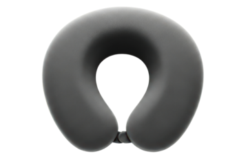 Ergonomic travel pillow for neck support on a long journey on a transparent background