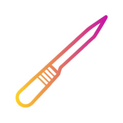 a flat gradient outline icon of a surgical scalpel for web and graphic design.