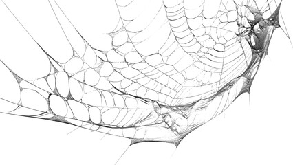 Detailed spiderweb illustration in grayscale tones