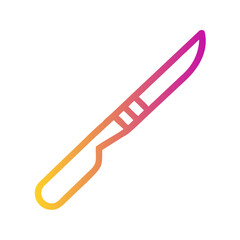 a flat gradient outline icon of a surgical scalpel for web and graphic design.