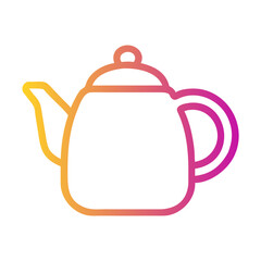 a flat gradient outline icon of a teapot for web and graphic design.