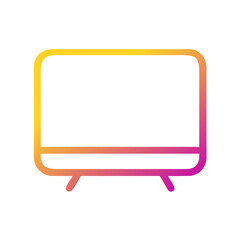 a flat gradient outline icon of a television for web and graphic design.