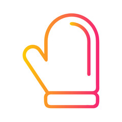 a flat gradient outline icon of an oven mitt for web and graphic design.