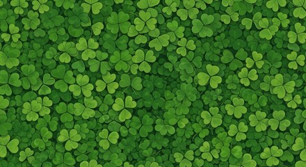 Seamless Pattern of Vibrant Green Clover Leaves, Shamrock, Shamrocks, Lucky clover