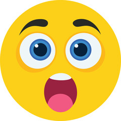 Fototapeta premium A bright yellow emoji with wide eyes and an open mouth expresses