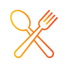 a flat gradient outline icon of crossed fork and spoon for web and graphic design.