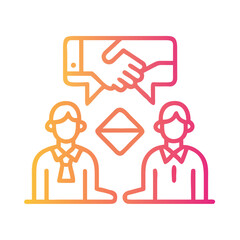 a flat gradient outline icon of ethical negotiation for web and graphic design.