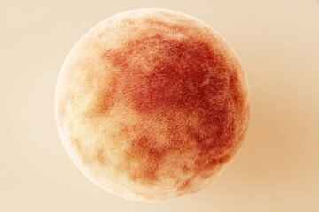 A ripe peach with soft fuzzy texture and warm gradient colors, plain cream background