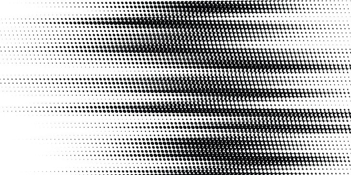 Dotted gradient vector illustration, white and black halftone background, seamless horizontal dotted lines, monochrome dot texture background.