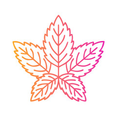 a flat gradient outline icon of mint leaves for web and graphic design.