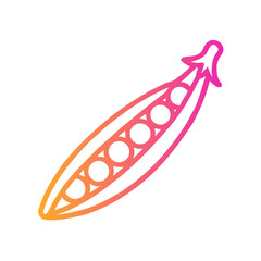 a flat gradient outline icon of pea pod for web and graphic design.