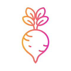 a flat gradient outline icon of radish for web and graphic design.