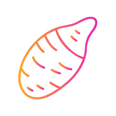 a flat gradient outline icon of sweet potato for web and graphic design.