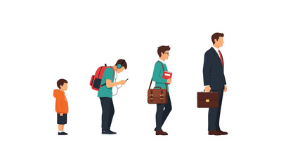 Obraz premium Evolution from child to businessman human life cycle stages