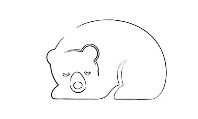 California Brown Bear Silhouette Vector flat design with brushes line icon. Minimal Black Animal Design. Bear silhouette.