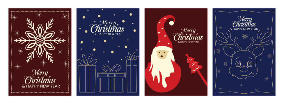 Holiday season template pack marry christmas and new year invitation gift cards and ads template