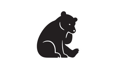 California Brown Bear Silhouette Vector flat design. Minimal Black Animal Design. Bear silhouette.