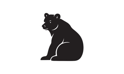 California Brown Bear Silhouette Vector flat design. Minimal Black Animal Design. Bear silhouette.