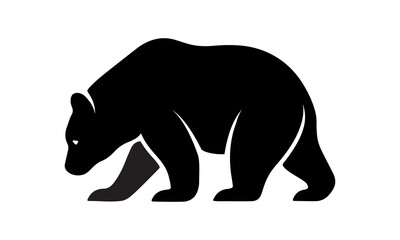 California Brown Bear Silhouette Vector flat design. Minimal Black Animal Design. Bear silhouette.