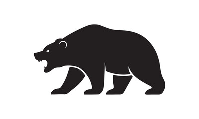California Brown Bear Silhouette Vector flat design. Minimal Black Animal Design. Bear silhouette.