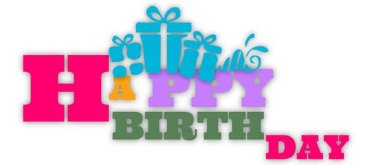 Colorful birthday message design featuring the words 