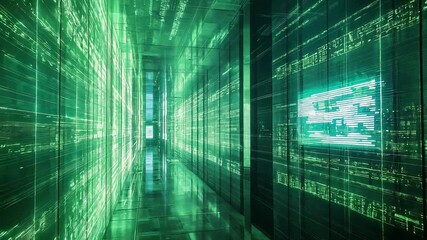 Digital data network corridor in server room - Powered by Adobe