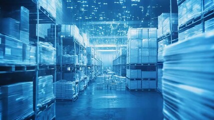 Smart warehouse integrating logistics technology and digital supply chain management - Powered by Adobe